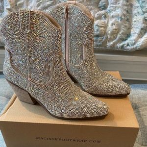 Rhinestone western ankle boots